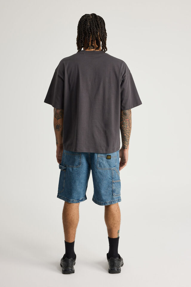 Half Half Painter Baggy Denim Short, CLASSIC INDIGO
