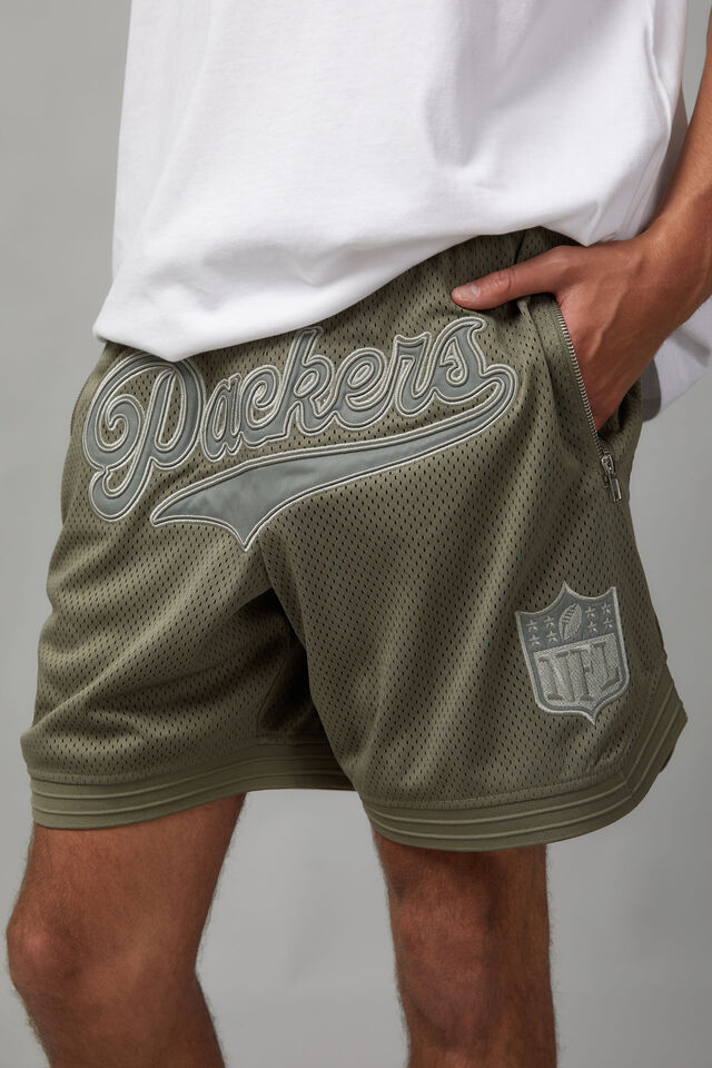 Nfl Basketball Short, LCN NFL DUSTY KHAKI/PACKERS TONAL