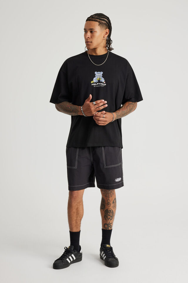 Half Half Box Fit Graphic T Shirt, HH BLACK/HALF HALF HALF HALF ART DEPT