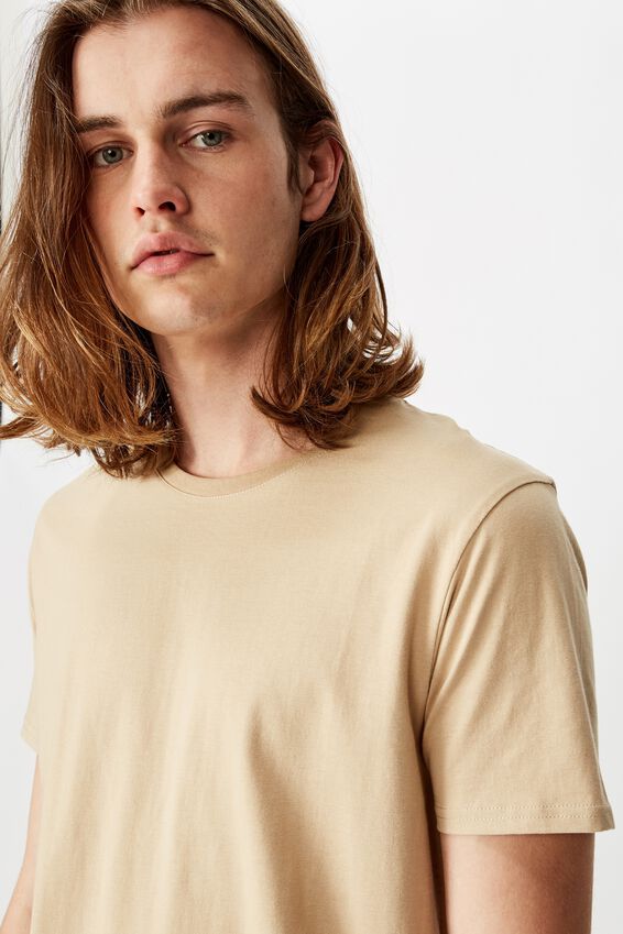 Curved T Shirt, ALMOND