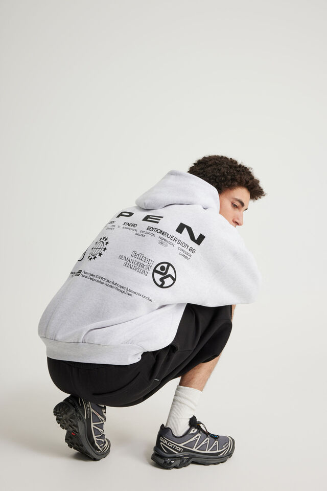 Open Gallery Hoodie, OG SILVER MARLE/DIALOGUE VIA GARMENT