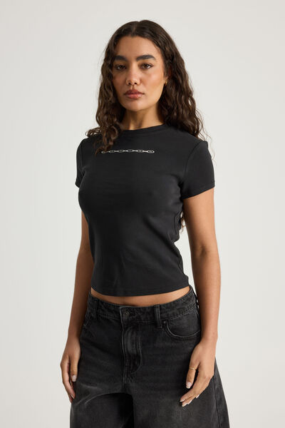 Fitted Graphic Tee, WASHED BLACK/NTN 192