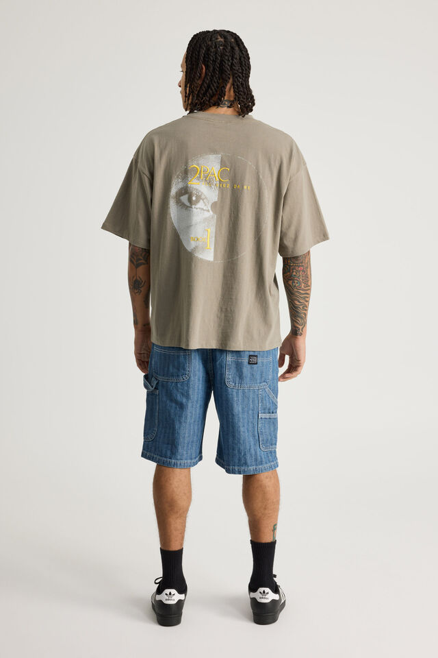 Half Half Painter Baggy Denim Short, HERRINGBONE BLUE