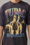 Oversized Music Merch T Shirt, LCN BRA WASHED BLACK/TUPAC SHAKUR PRAY - alternate image 4