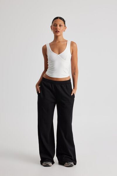 Classic Wide Leg Trackpant, BLACK
