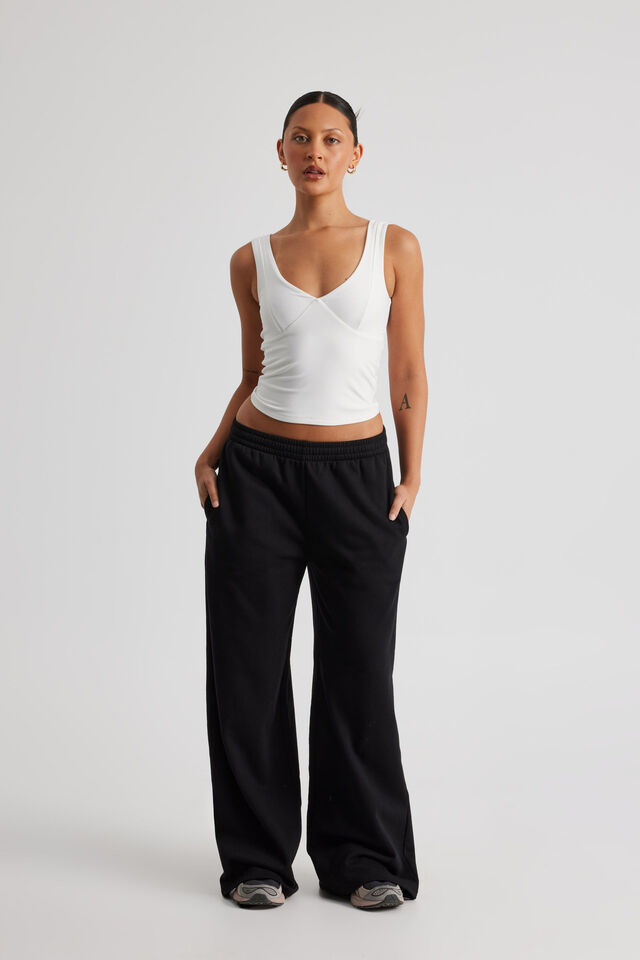 Classic Wide Leg Trackpant, BLACK