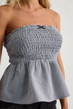 Juno Shirred Babydoll Bandeau, NAVY PINSTRIPE - alternate image 4