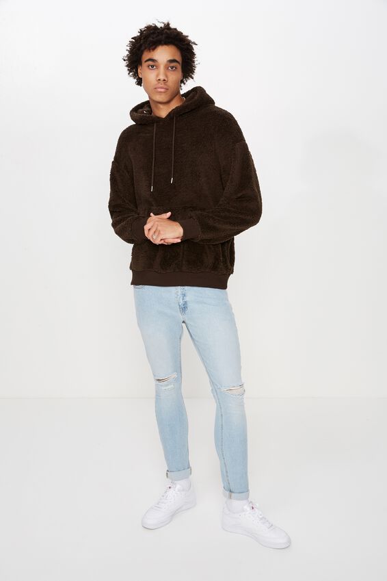 Soft Teddy Hoodie, CHOCOLATE