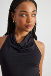 Bella Cowl Neck Halter, BLACK - alternate image 4