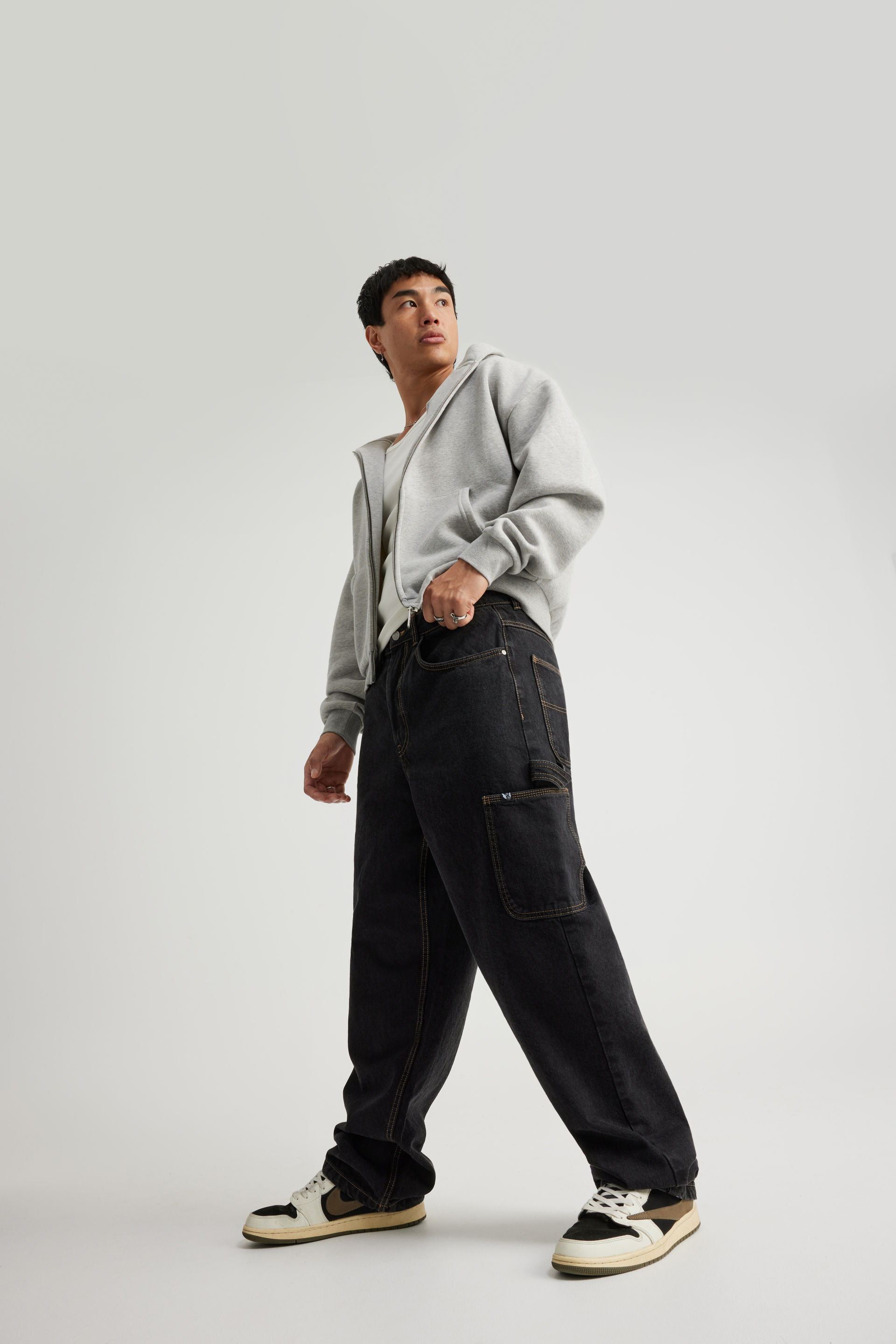 Men's Black Half Half Baggy Painter Jean | Factorie Australia