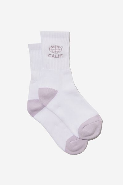 Retro Sport Sock, CALI  WHITE