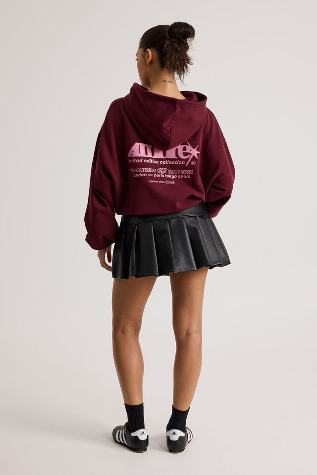 Pu Pleated Skirt, BLACK