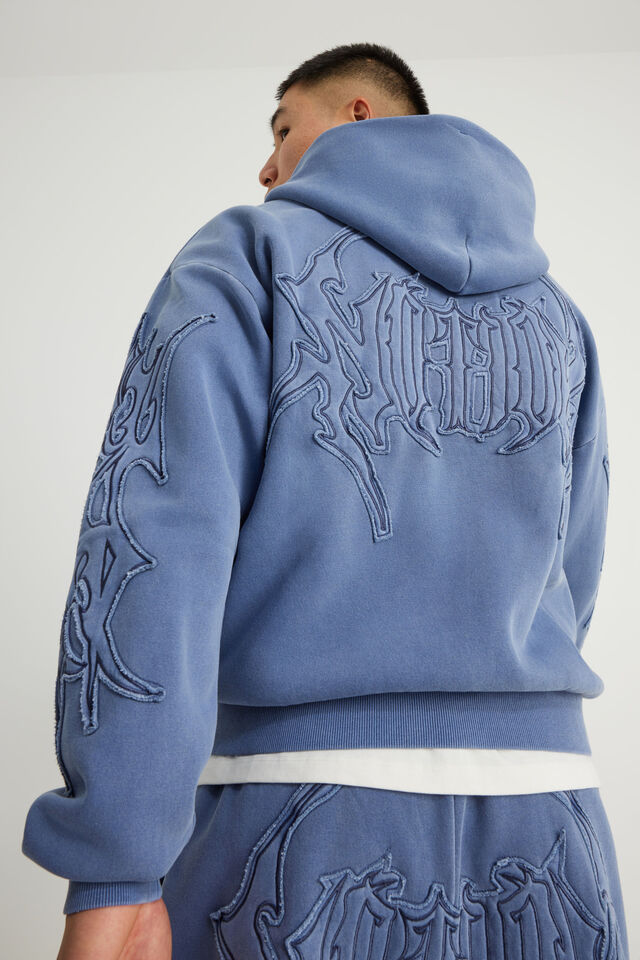 Notion Zip Thru Hoodie, NTN WASHED BOSTON BLUE/TATTOO