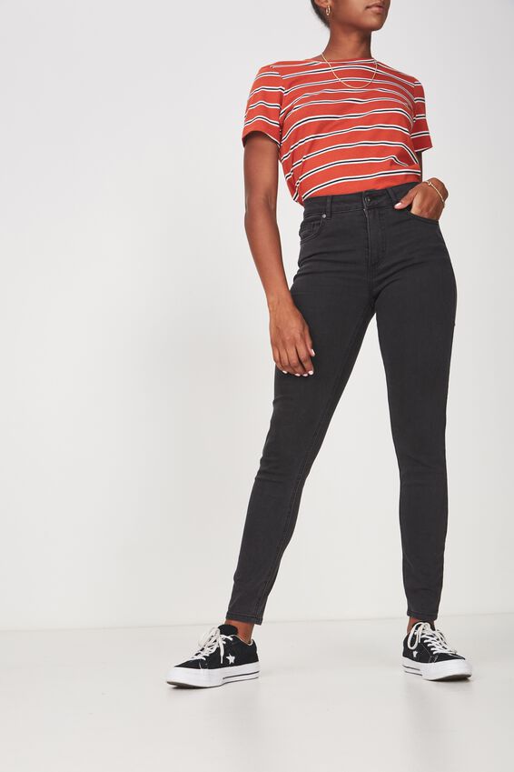 The Skinny Mid Rise Jean, THRIFT BLACK