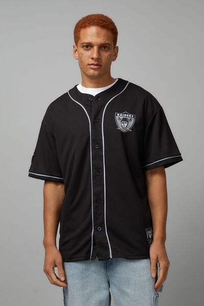 Nfl Baseball Shirt, LCN NFL BLACK/RAIDERS SCRIPT