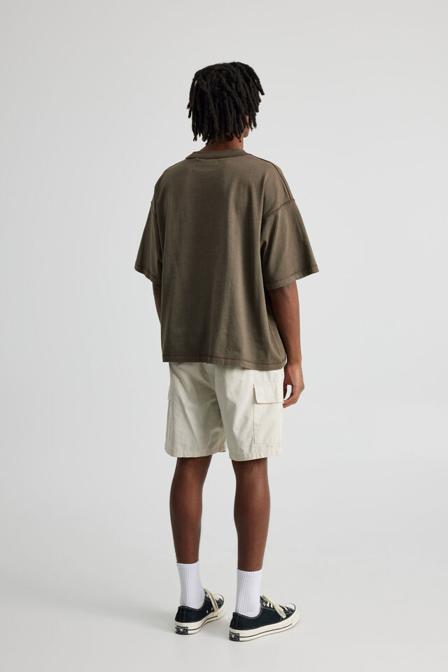 Half Half Pull On Cargo Short, IVORY
