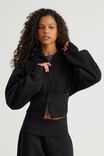 Notion Corset Zip Through Hoodie, NTN BLACK/FAUX FUR - example image 2