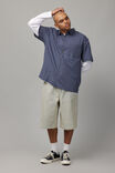 Short Sleeve Shirt, NAVY BLUE MICRO CHECK - alternate image 1