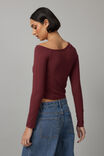 Gemma Asymmetric Long Sleeve, BORDEAUX - alternate image 3