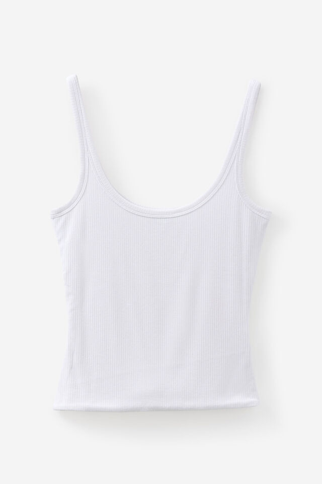 Authentics Scoop Neck Tank, WHITE