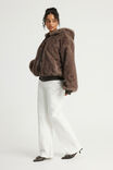 Cold Crush Faux Fur Bomber, MOCHA MATRIX - example image 5
