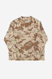 Notion Contrast Waffle Long Sleeve Tshirt, NTN WASHED CAMO PANELLED - example image 1