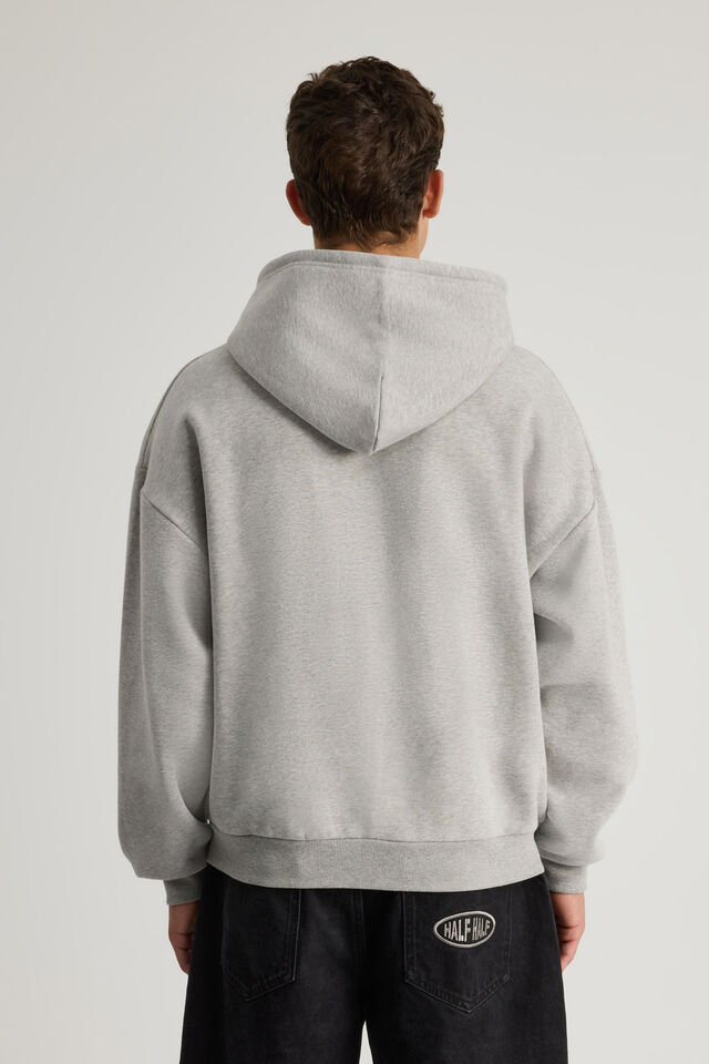 Half Half Zip Thru Hoodie, HH GREY MARLE/TOOFY
