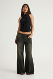 Open Back Halter Shirt, BLACK - example image 2