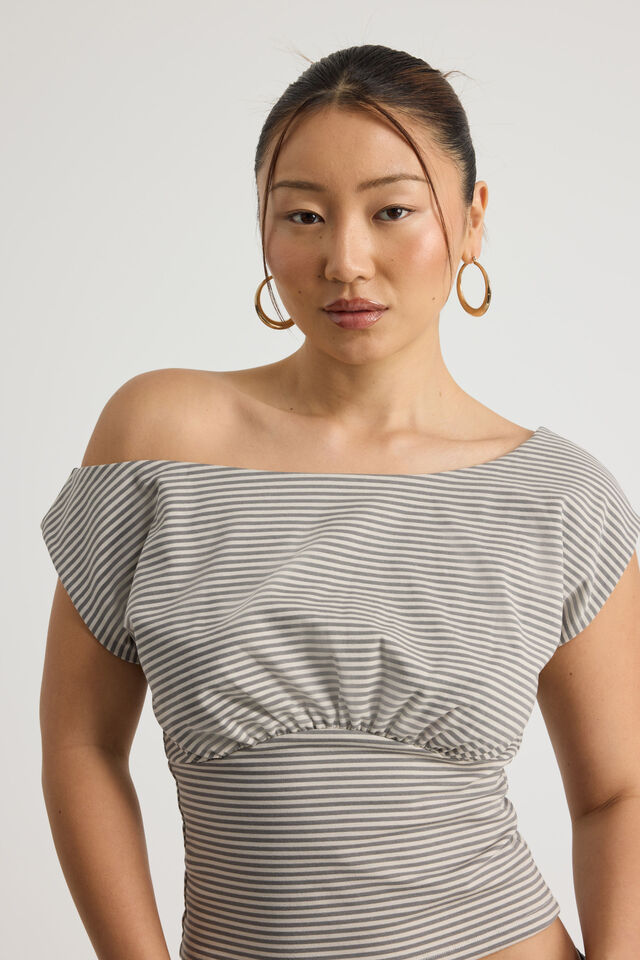 Batwing Top, PUMICE/ASH GREY STRIPE