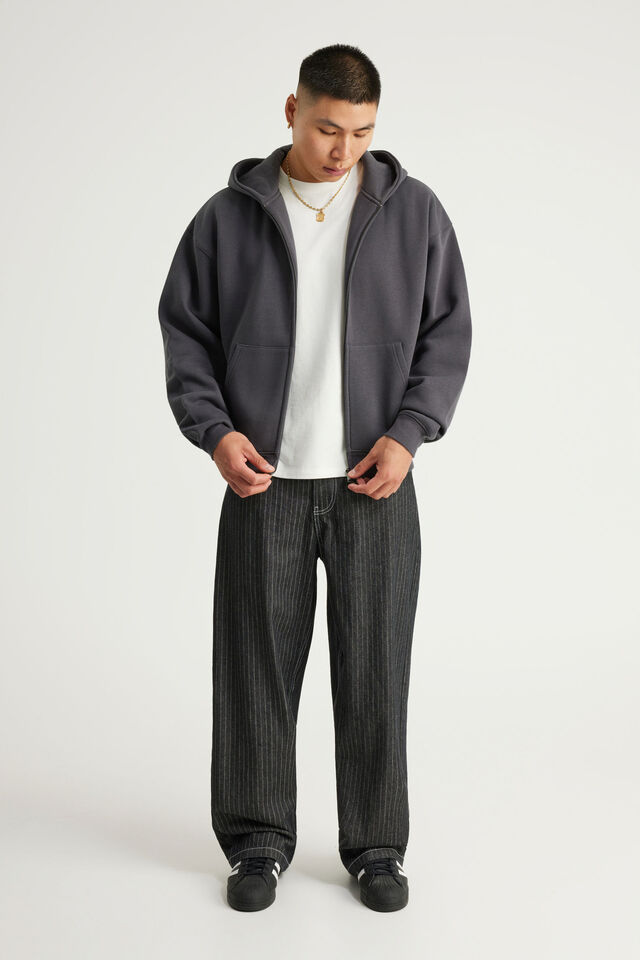 Authentics Boxy Zip Thru Hoodie, SLATE