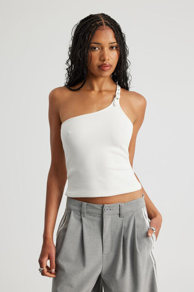 One Shoulder Buckle Top, CLOUD