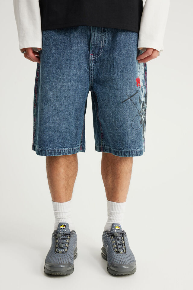 Notion X Lcn Baggy Denim Short, LCN ATTACK ON TITAN/VOLTAGE BLUE
