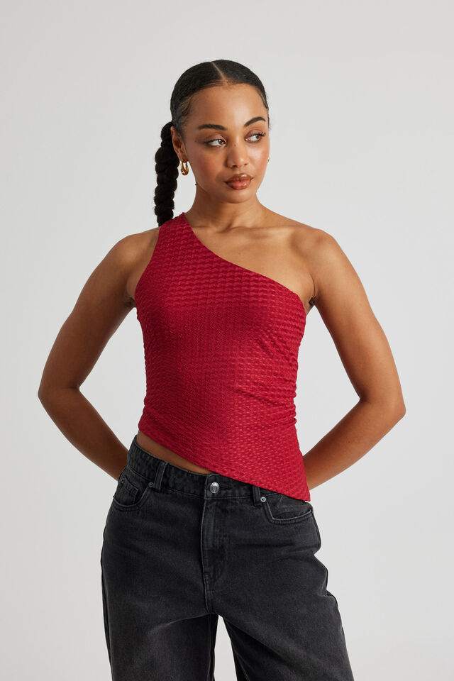 Ellie One Shoulder Top, RED