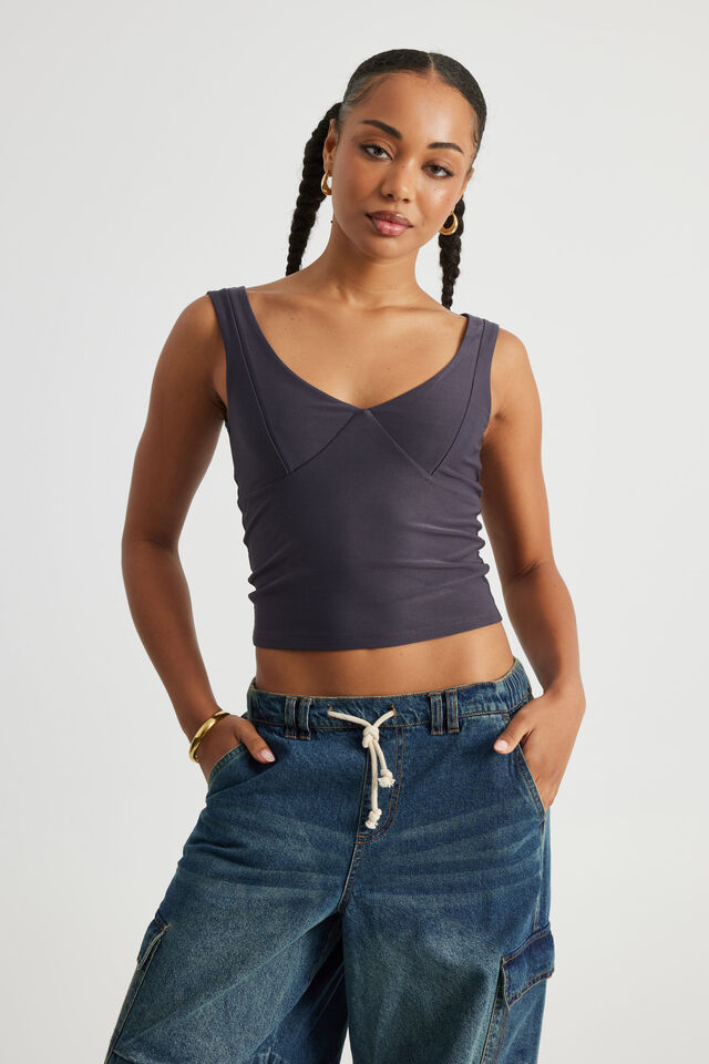 Sienna Low Back Tank, IRON GREY