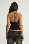 Open Back Halter Shirt, BLACK - example image 3