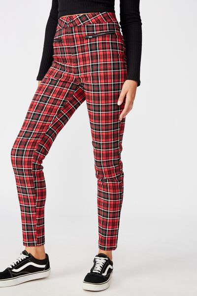 Stretch Check Pant, CAROLINE RED CHECK