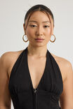 Zip Front Halter Top, BLACK - alternate image 4