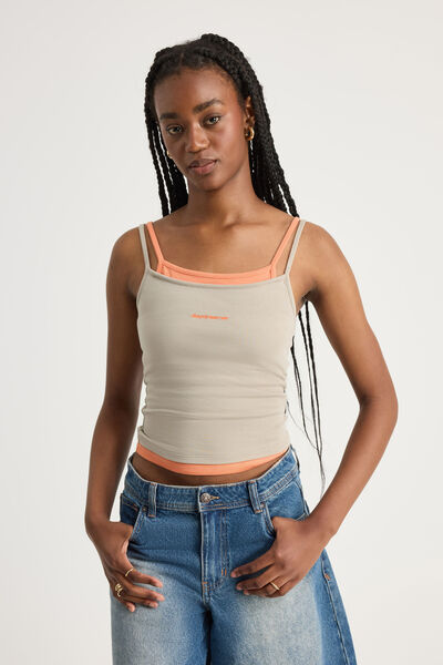Layered Graphic Cami, SUNBLEACHED KHAKI/DAYDREAMER
