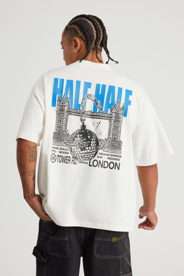 Half Half Heavyweight Box Fit Graphic Tshirt, HH CLOUD/WRECKING BALL