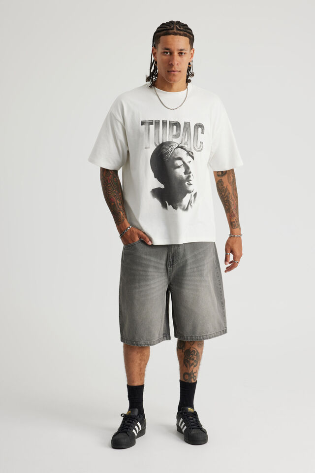 Open Gallery Baggy Denim Short, SMOKEY GREY