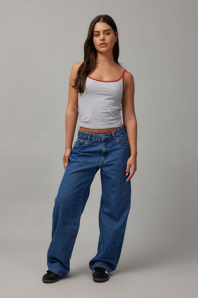 Mid Rise Straight Jean, MID BLUE