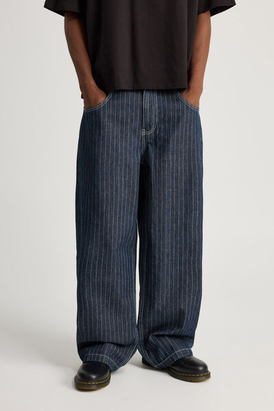 Half Half El Grande Baggy Jean, CLEAN RAW PINSTRIPE