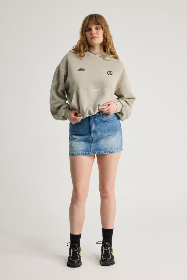 Open Gallery Boxy Hoodie, OG WASHED SUNBLEACHED KHAKI/TRIAD