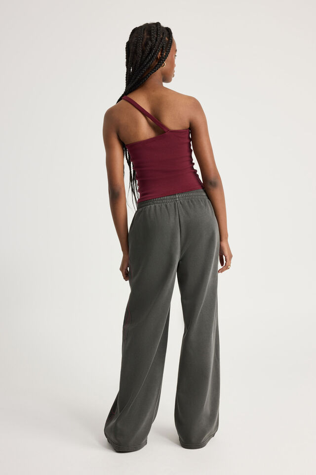 Notion X Smolbrat Classic Wide Leg Trackpant, WASHED BLACK/SUPER SCRIPT