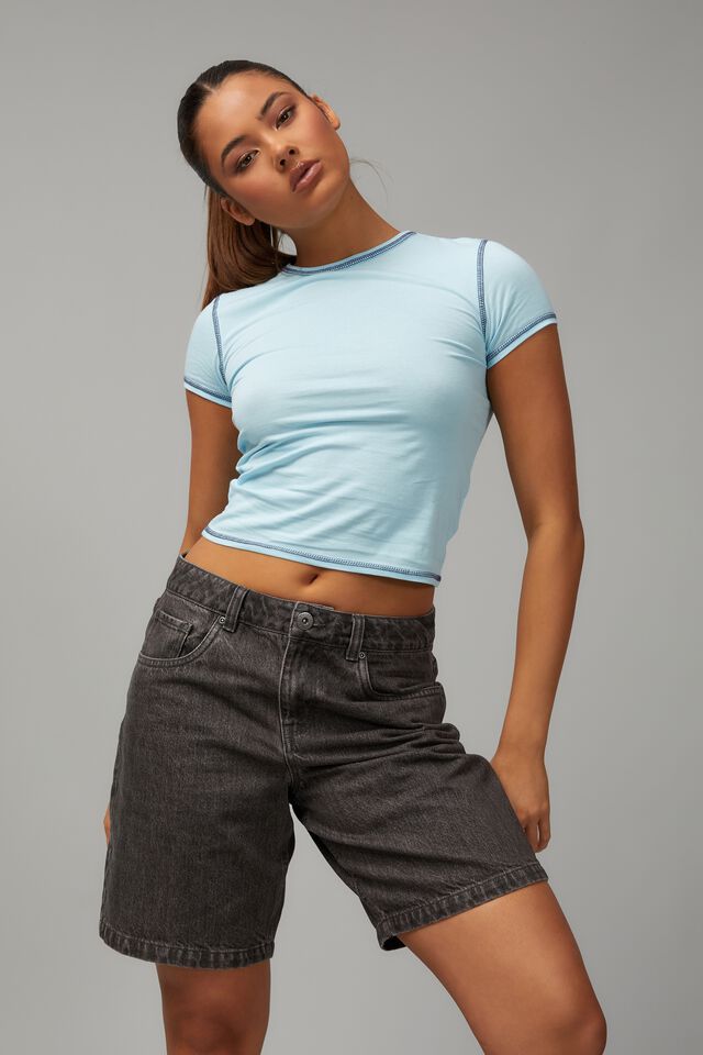 Fitted Crop Tee, COOL BLUE