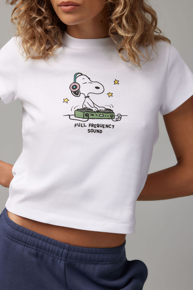 Snoopy Slim Fit Graphic Tee, LCN PEA WHITE/SNOOPY SOUND