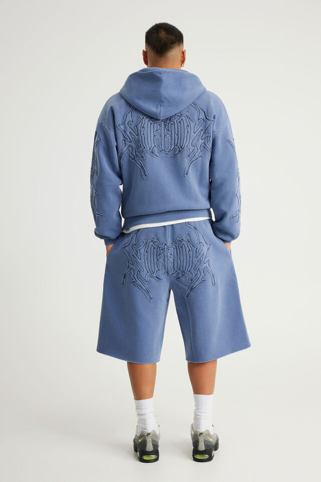 Baggy Track Short, NTN WASHED BOSTON BLUE/TATTOO