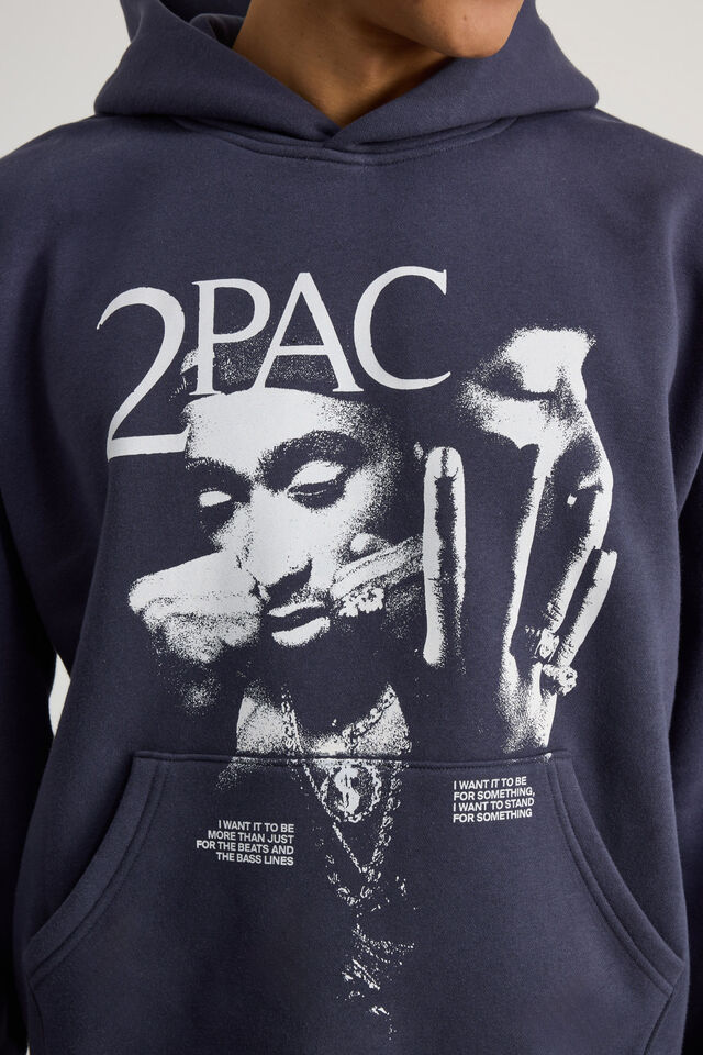 Music Merch Hoodie, LCN BRA ARCTIC NAVY/TUPAC LOFI