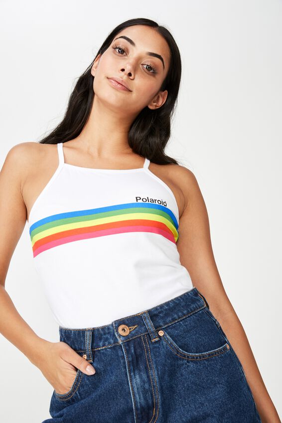 Polaroid Lcn Stripe Tank, WHITE