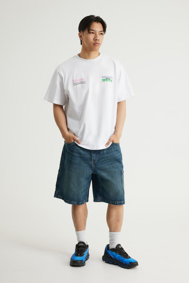Half Half Heavyweight Core Fit Tshirt, HH WHITE/STACKER